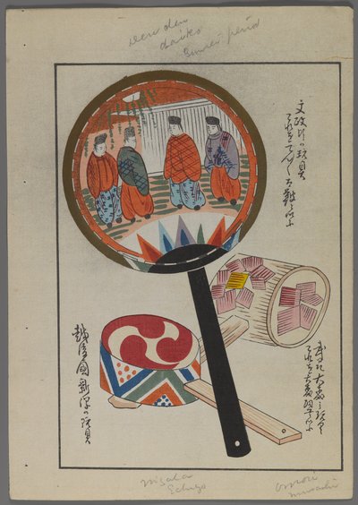 Giochi giapponesi, da Unai no tomo (Gli amici di un bambino) di Shimizu Seifu, 1891-1923. Sonagli. da Shimizu Seifu